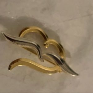Silver and gold open Heart brooch